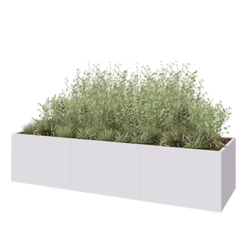 Steel planter XXL - Rectangle - 360 x 100 x 80 cm - RAL9005 matt (white) - Without bottom plate