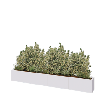 Steel planter XXL - Rectangle - 320 x 30 x 40 cm - RAL9005 matt (white) - Without bottom plate