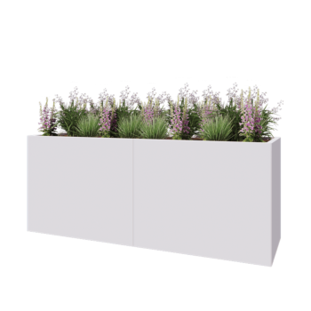 Steel planter XXL - Rectangle - 200 x 60 x 80 cm - RAL9005 matt (white) - Without bottom plate