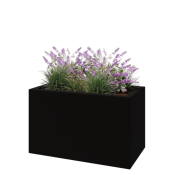 Fibreglass planter - Rectangle - 100 x 50 x 60 cm - RAL9005 matt (black) - With bottom