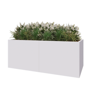 Steel planter XXL - Rectangle - 200 x 100 x 80 cm - RAL9005 matt (white) - Without bottom plate