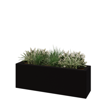 Fibreglass planter - Rectangle - 120 x 30 x 40 cm - RAL9005 matt (black) - With bottom