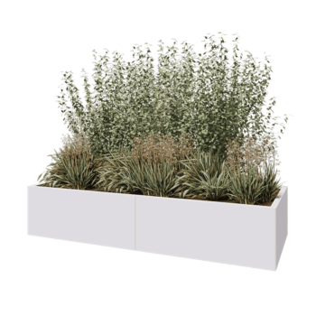 Steel planter XXL - Rectangle - 200 x 80 x 40 cm - RAL9005 matt (white) - With bottom plate