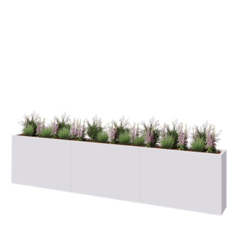 Steel planter XXL - Rectangle - 360 x 30 x 80 cm - RAL9005 matt (white) - Without bottom plate