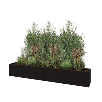 Steel planter XXL - Rectangle - 200 x 30 x 30 cm - RAL9005 matt (black) - With bottom plate