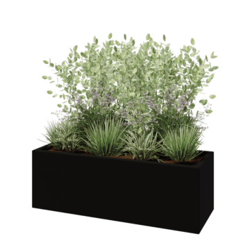 Fibreglass planter - Rectangle - 120 x 40 x 40 cm - RAL9005 matt (black) - With bottom