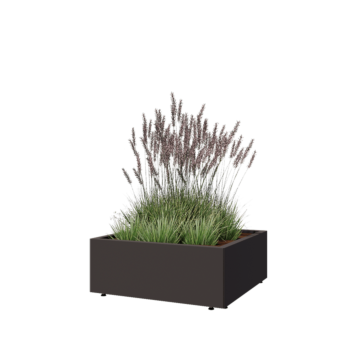 Steel planter - Square - 80 x 80 x 30 cm - Other RAL colour - With bottom plate - With legs