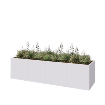 Steel planter XXL - Rectangle - 320 x 80 x 80 cm - RAL9005 matt (white) - Without bottom plate