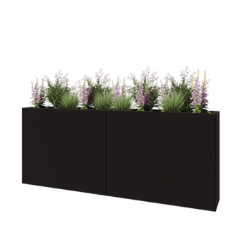 Steel planter XXL - Rectangle - 200 x 30 x 80 cm - RAL9005 matt (black) - With bottom plate