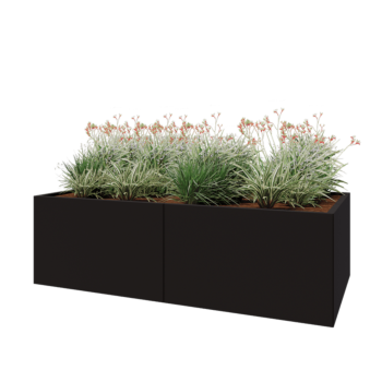 Steel planter XXL - Rectangle - 200 x 100 x 60 cm - RAL9005 matt (black) - Without bottom plate
