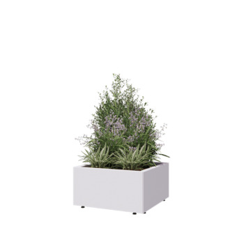 Steel planter - Square - 60 x 60 x 30 cm - RAL9005 matt (white) - With bottom plate - With legs