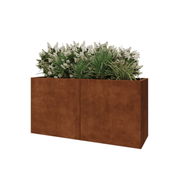 Corten steel planter XXL - Rectangle - 160 x 50 x 80 cm - With bottom plate
