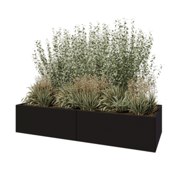 Steel planter XXL - Rectangle - 200 x 80 x 40 cm - RAL9005 matt (black) - Without bottom plate