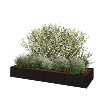 Steel planter XXL - Rectangle - 320 x 100 x 40 cm - RAL9005 matt (black) - Without bottom plate