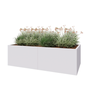 Steel planter XXL - Rectangle - 200 x 100 x 60 cm - RAL9005 matt (white) - Without bottom plate