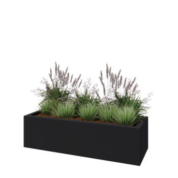 Fibreglass planter - Rectangle - 150 x 50 x 40 cm - RAL7021 matt (black grey) - With bottom