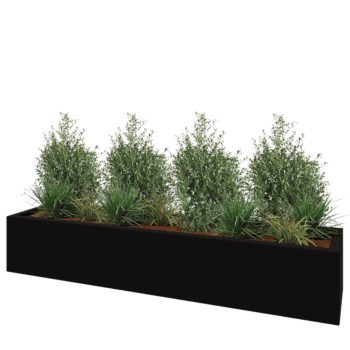 Fibreglass planter - Rectangle - 230 x 50 x 40 cm - RAL9005 matt (black) - With bottom