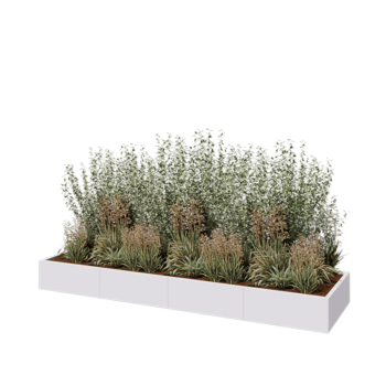 Steel planter XXL - Rectangle - 320 x 80 x 30 cm - RAL9005 matt (white) - Without bottom plate
