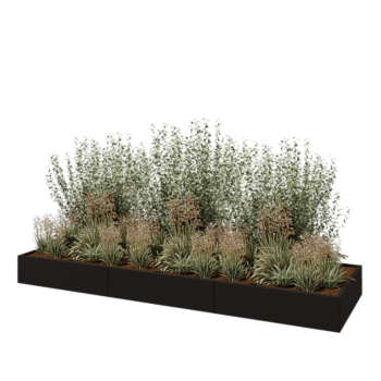 Steel planter XXL - Rectangle - 360 x 100 x 30 cm - RAL9005 matt (black) - Without bottom plate