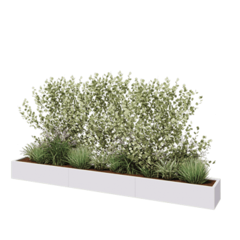 Steel planter XXL - Rectangle - 360 x 40 x 30 cm - RAL9005 matt (white) - Without bottom plate