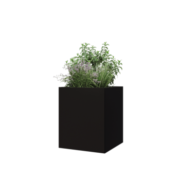 Steel planter - Square - 50 x 50 x 60 cm - RAL9005 matt (black) - With bottom plate