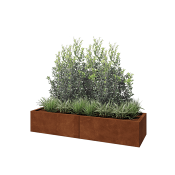 Corten steel planter XXL - Rectangle - 160 x 50 x 30 cm - With bottom plate
