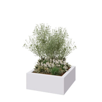 Fibreglass planter - Square - 100 x 100 x 40 cm - RAL9010 matt (white) - With bottom