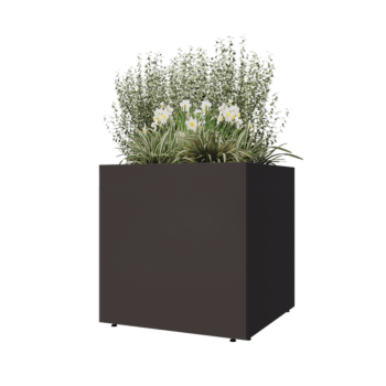 Steel planter - Square - 80 x 80 x 80 cm - RAL7016 matt (anthracite grey) - With bottom plate - With legs