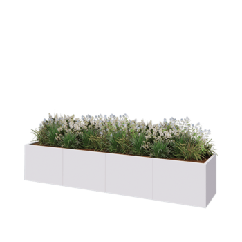 Steel planter XXL - Rectangle - 320 x 60 x 60 cm - RAL9005 matt (white) - Without bottom plate