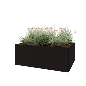 Steel planter XXL - Rectangle - 160 x 120 x 60 cm - RAL9005 matt (black) - With bottom plate