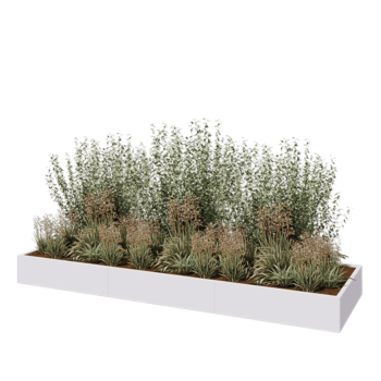 Steel planter XXL - Rectangle - 360 x 100 x 30 cm - RAL9005 matt (white) - Without bottom plate