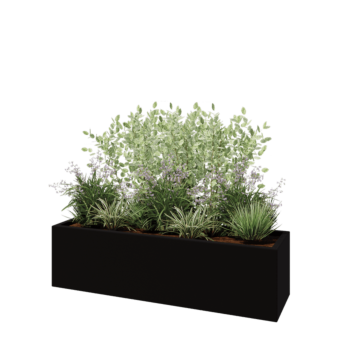 Fibreglass planter - Rectangle - 150 x 40 x 40 cm - RAL9005 matt (black) - With bottom