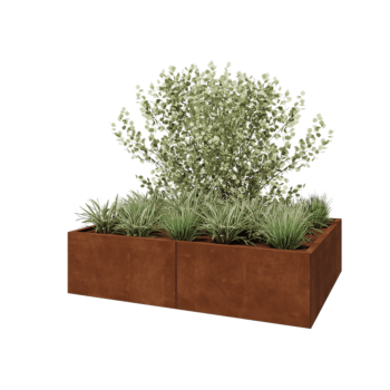 Corten steel planter XXL - Rectangle - 160 x 120 x 40 cm - With bottom plate