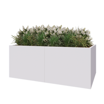 Steel planter XXL - Rectangle - 200 x 120 x 80 cm - RAL9005 matt (white) - Without bottom plate