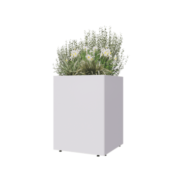 Steel planter - Square - 60 x 60 x 80 cm - RAL9005 matt (white) - With bottom plate - With legs