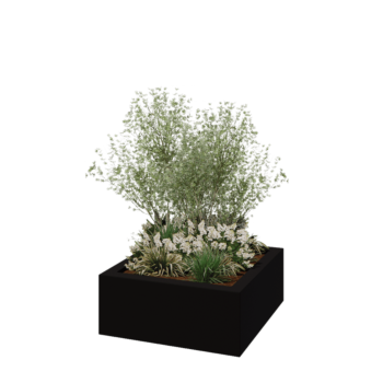 Fibreglass planter - Square - 100 x 100 x 40 cm - RAL9005 matt (black) - With bottom