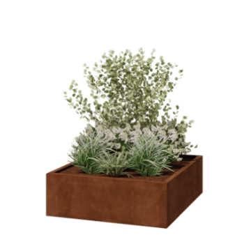 Corten steel planter - Square - 120 x 120 x 40 cm - Welded - Without bottom plate
