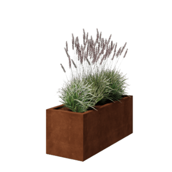 Corten steel planter - Rectangle - 120 x 50 x 50 cm - Welded - With bottom plate