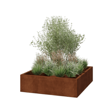 Corten steel planter - Square - 140 x 140 x 40 cm - Welded - Without bottom plate