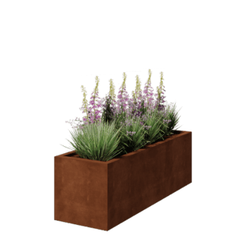 Corten steel planter - Rectangle - 150 x 50 x 50 cm - Welded - With bottom plate
