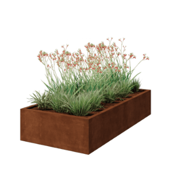 Corten steel planter - Rectangle - 200 x 100 x 40 cm - Welded - Without bottom plate