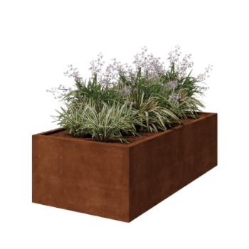 Corten steel planter - Rectangle - 200 x 100 x 60 cm - Welded - Without bottom plate