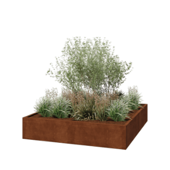 Corten steel planter - Square - 200 x 200 x 40 cm - Welded - Without bottom plate