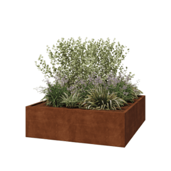 Corten steel planter - Square - 200 x 200 x 60 cm - Welded - Without bottom plate