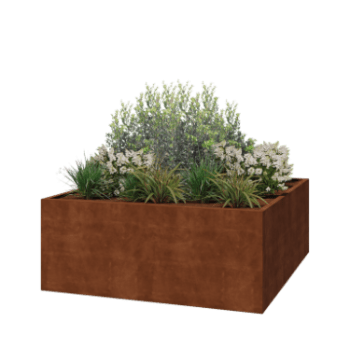 Corten steel planter - Square - 200 x 200 x 80 cm - Welded - Without bottom plate