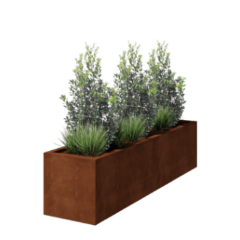 Corten steel welded planters Montana 200 x 50 x 50 cm