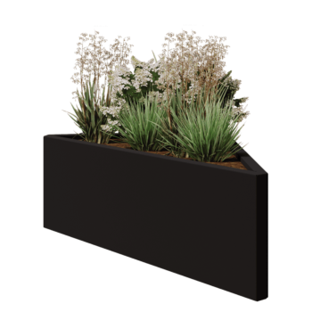 Steel planter - Triangle isosceles - 112,2 x 60,5 x 40 cm - RAL9005 matt (black) - Without bottom plate