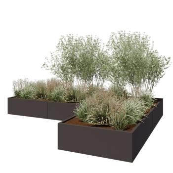 Steel planter - Corner - 360 x 240 x 40 cm - RAL7016 matt (anthracite grey) - Without bottom plate
