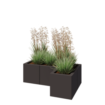 Steel planter - Corner - 90 x 60 x 30 cm - Other RAL colour - With bottom plate