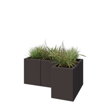Steel planter - Corner - 90 x 60 x 40 cm - RAL7016 matt (anthracite grey) - With bottom plate
